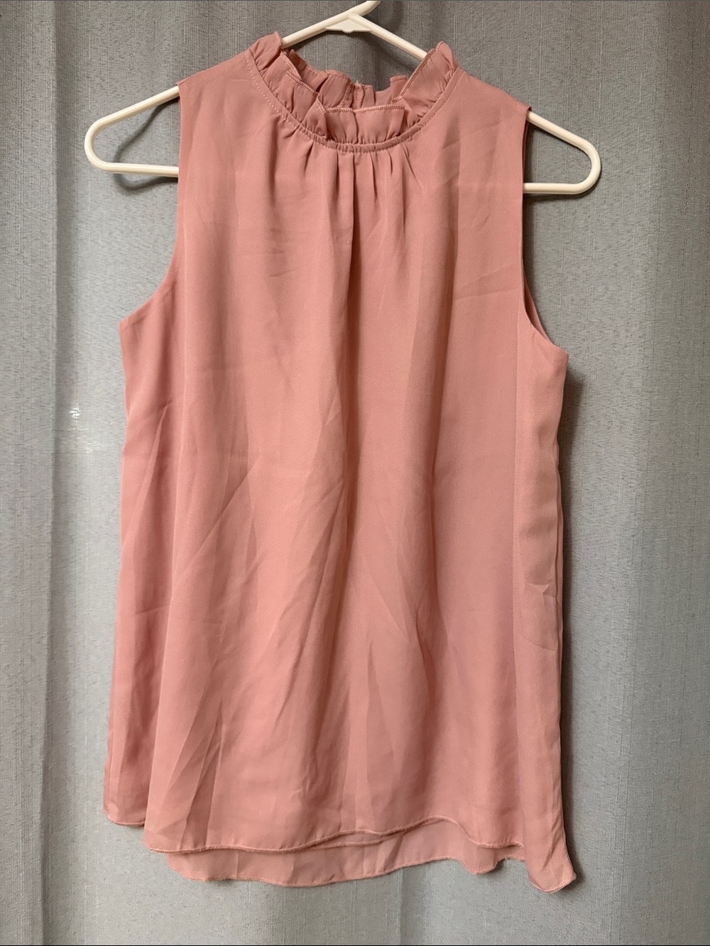 Sleeveless Ruffled Neck Blouse - Dusty Rose